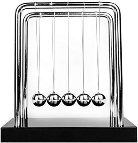 Newtons Cradle Balance Balls Metal Balance Ball Art in Motion Toy with Stainless Steel Frame and Solid Wooden Base (Black, Medium Size)… in Saudi Arabia