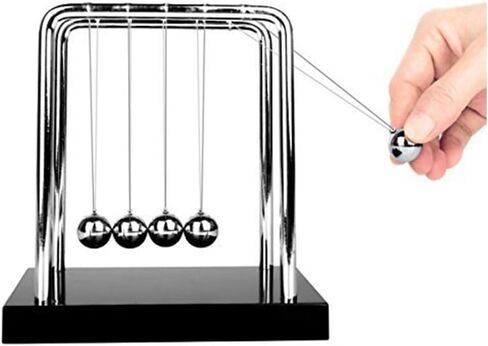 Newtons Cradle Balance Balls Metal Balance Ball Art in Motion Toy with Stainless Steel Frame and Solid Wooden Base (Black, Medium Size)… in Saudi Arabia