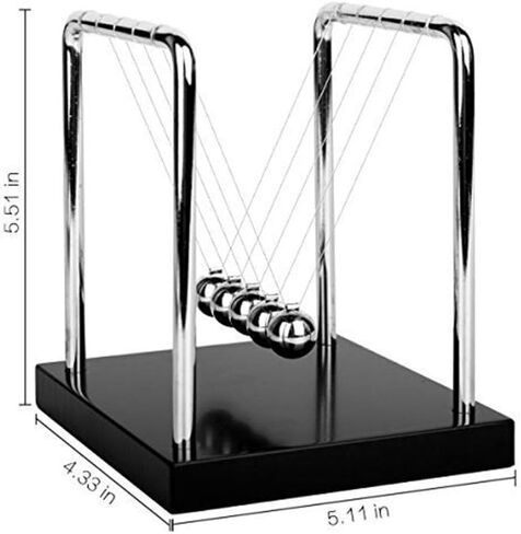 Newtons Cradle Balance Balls Metal Balance Ball Art in Motion Toy with Stainless Steel Frame and Solid Wooden Base (Black, Medium Size)… in Saudi Arabia