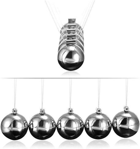 Newtons Cradle Balance Balls Metal Balance Ball Art in Motion Toy with Stainless Steel Frame and Solid Wooden Base (Black, Medium Size)… in Saudi Arabia