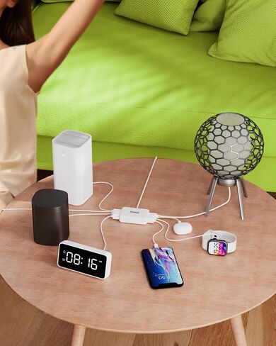 8-Port Travel USB C Charger, Multi-Port Charging Block, USB C PD Charger with USB A Ports, Mini Charging Station with Light Compatible with iPhone, Kindle, Airpods for travel, home, camp in Saudi Arabia