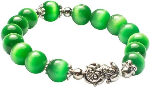 Feng Shui Amulet Bangle Prosperity 10mm Natural Tiger's Eye Beads Bracelet with Silver Plated Pi Xiu/Pi Yao Attract Lucky Wealthy in Saudi Arabia