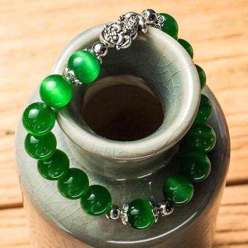Feng Shui Amulet Bangle Prosperity 10mm Natural Tiger's Eye Beads Bracelet with Silver Plated Pi Xiu/Pi Yao Attract Lucky Wealthy in Saudi Arabia