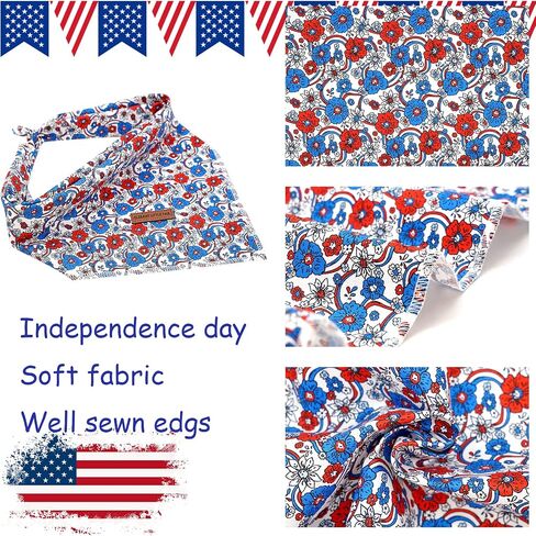 Elegant little tail Independence Day Dog Bandana, 1PC Washable Dog Scarf Female or Male Square Dog Bib Kerchief Scarf Adjustable Pet Bandana for Medium Large Dogs in Saudi Arabia