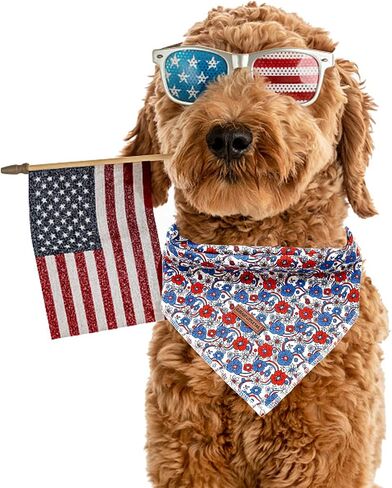 Elegant little tail Independence Day Dog Bandana, 1PC Washable Dog Scarf Female or Male Square Dog Bib Kerchief Scarf Adjustable Pet Bandana for Medium Large Dogs in Saudi Arabia