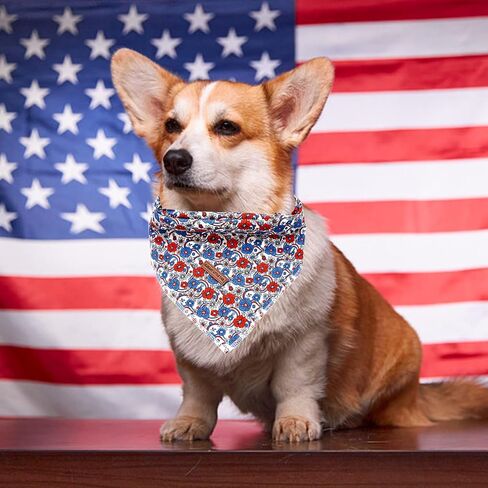 Elegant little tail Independence Day Dog Bandana, 1PC Washable Dog Scarf Female or Male Square Dog Bib Kerchief Scarf Adjustable Pet Bandana for Medium Large Dogs in Saudi Arabia