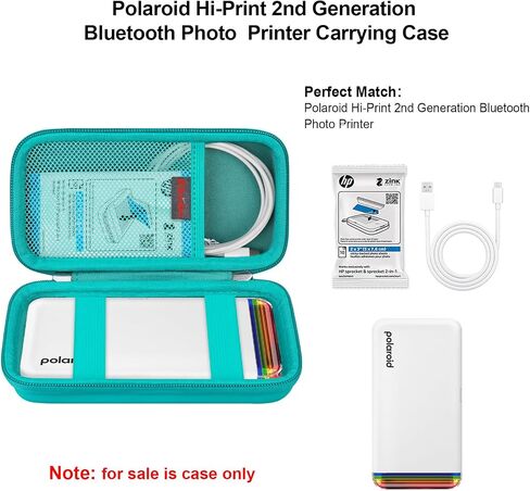 Carrying Case for Polaroid Hi-Print + Paper Bundle- 2nd Generation Bluetooth Connected 2x3 Pocket Photo Dye-Sub Printer, Photo Printer Travel Storage Cover Protective Bag, Green+Inside Green in Saudi Arabia