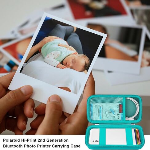 Carrying Case for Polaroid Hi-Print + Paper Bundle- 2nd Generation Bluetooth Connected 2x3 Pocket Photo Dye-Sub Printer, Photo Printer Travel Storage Cover Protective Bag, Green+Inside Green in Saudi Arabia