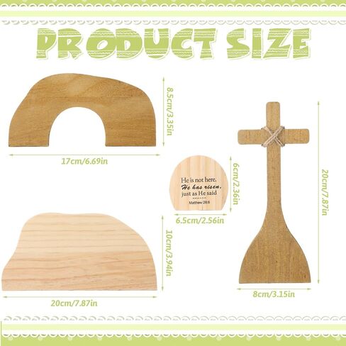 Easter Scene Wooden Decoration Religious Easter Resurrection Scene Set He Has Risen The Empty Tomb Easter Scene and Cross Statue Ornament for Christian Home Table Office Tabletop Decor in Saudi Arabia