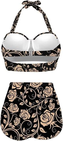 Floral Pattern Women Tummy Control High Waisted Bathing Suits Push Up Ruched Two-Piece Bikini Set in Saudi Arabia