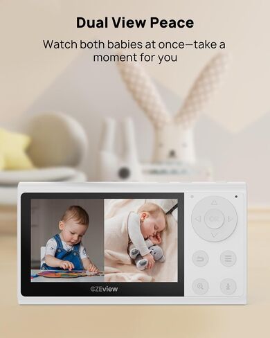 Video Baby Monitor, 2K WiFi Baby Camera Via Screen and App Control,Indoor Pet Camera,Night Vision,Lullabies,Cry Detection,Motion Detection,Temp & Humidity Sensor,Two Way Talk (lvory White) in Saudi Arabia