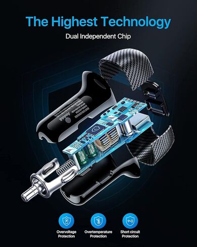 andobil 2024 شاحن سيارة USB C 38W محول سيارة ثنائي المنفذ [شحن سريع وQC 3.0] شاحن ولاعة سجائر، شاحن هاتف سيارة صغير متوافق مع iPhone 15 Pro Max Plus 14 Samsung Galaxy S23 iPad Pro in Kuwait