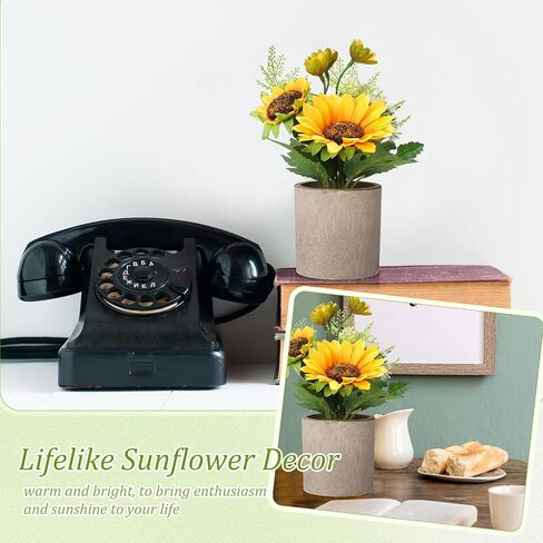 8 Pcs Artificial Sunflower Yellow Fake Sunflowers in Pots Sunflowers Artificial Flowers Sunflower Centerpieces for Tables Sunflowers Potted Plants for Home Bathroom Kitchen Shelf Decorations in Saudi Arabia