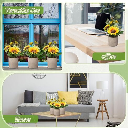 8 Pcs Artificial Sunflower Yellow Fake Sunflowers in Pots Sunflowers Artificial Flowers Sunflower Centerpieces for Tables Sunflowers Potted Plants for Home Bathroom Kitchen Shelf Decorations in Saudi Arabia
