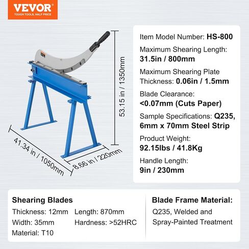 VEVOR 32 "مقص يدوي للوحة اليدوية لمعالجة الصفائح المعدنية، قاطع الطاولة مع مادة Q235، للحرف اليدوية المصنوعة من الصلب السميك، آلة ضغط لفة شديدة التحمل للبناة، المتحمسين DIY in Kuwait