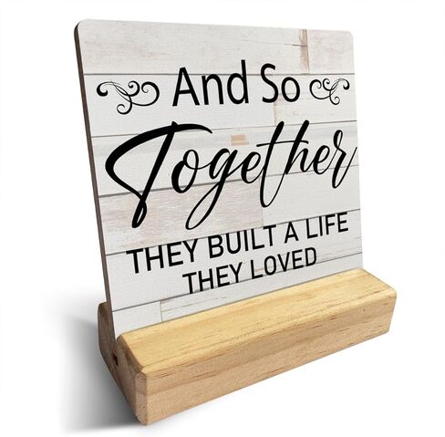 Country and So Together They Built a Life They Loved Wooden Plaque Sign Desk Decor Rustic Master Bedroom Desk Sign Decor for Home Bedroom 4 x 4 Inches in Saudi Arabia