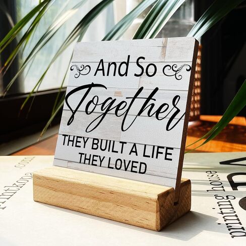 Country and So Together They Built a Life They Loved Wooden Plaque Sign Desk Decor Rustic Master Bedroom Desk Sign Decor for Home Bedroom 4 x 4 Inches in Saudi Arabia