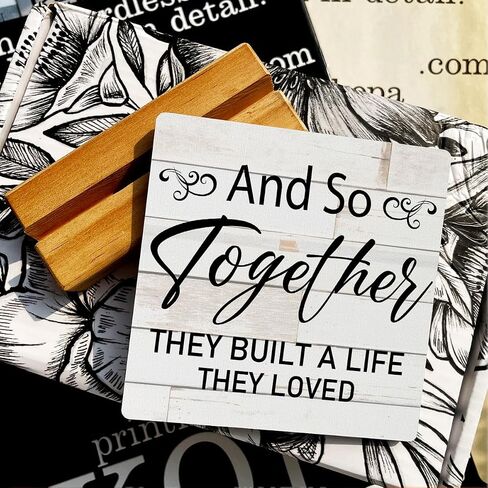 Country and So Together They Built a Life They Loved Wooden Plaque Sign Desk Decor Rustic Master Bedroom Desk Sign Decor for Home Bedroom 4 x 4 Inches in Saudi Arabia