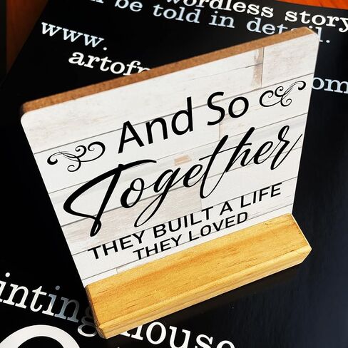 Country and So Together They Built a Life They Loved Wooden Plaque Sign Desk Decor Rustic Master Bedroom Desk Sign Decor for Home Bedroom 4 x 4 Inches in Saudi Arabia