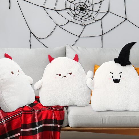 3 Pcs Halloween Pillows Cute Ghost Shaped Pillow Halloween Decorative Throw Pillow 15.7'' Stuffed Ghost Fluffy Plush Pillow Soft Cute Throw Pillow for Halloween Home Party Decor Gift (Cute) in Saudi Arabia