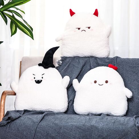 3 Pcs Halloween Pillows Cute Ghost Shaped Pillow Halloween Decorative Throw Pillow 15.7'' Stuffed Ghost Fluffy Plush Pillow Soft Cute Throw Pillow for Halloween Home Party Decor Gift (Cute) in Saudi Arabia