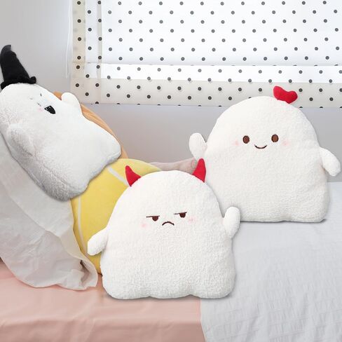 3 Pcs Halloween Pillows Cute Ghost Shaped Pillow Halloween Decorative Throw Pillow 15.7'' Stuffed Ghost Fluffy Plush Pillow Soft Cute Throw Pillow for Halloween Home Party Decor Gift (Cute) in Saudi Arabia