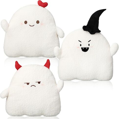 3 Pcs Halloween Pillows Cute Ghost Shaped Pillow Halloween Decorative Throw Pillow 15.7'' Stuffed Ghost Fluffy Plush Pillow Soft Cute Throw Pillow for Halloween Home Party Decor Gift (Cute) in Saudi Arabia