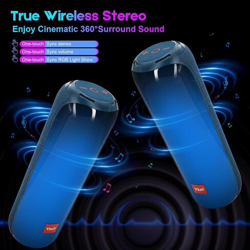 Bluetoooth Speaker, 20W Portable Wireless Speaker BT5.3, RGB Multi-Colors Rhythm Lights, TWS Pairing, 24H Playtime, IPX5 Waterproof supports FM Mode, TF, USB for Outdoor, Home, Party, Beach, Travel in Saudi Arabia