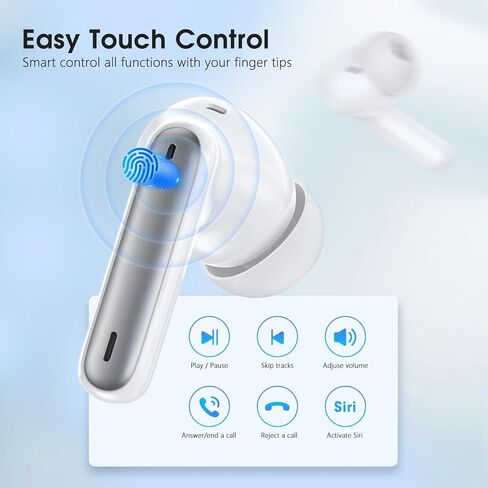 Bluetooth Headphones 5.3 Stereo Wireless Earbuds, 50 Hours of Playback with LED Display in-Ear Ear Buds with 4 Microphones IPX7 Waterproof Earphones for Sports, Black in Saudi Arabia