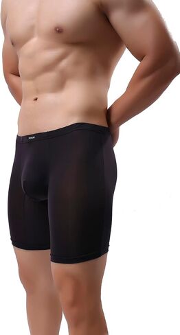 IKINGSKY Men's Long Leg Boxer No Ride Up Underwear Seamless Front Trunks Stretch Mens Underpanties Great for Sport in Saudi Arabia