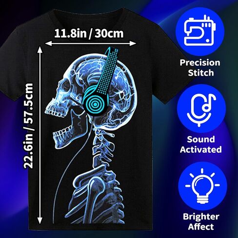 LED T Shirt Sound Activated Glow Shirts Light Up Equalizer Clothes for Party in Kuwait