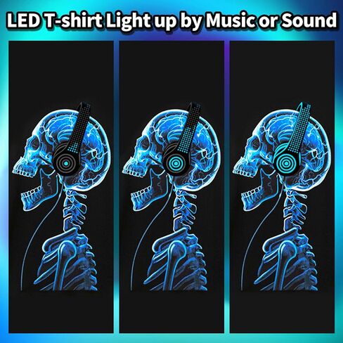 LED T Shirt Sound Activated Glow Shirts Light Up Equalizer Clothes for Party in Kuwait