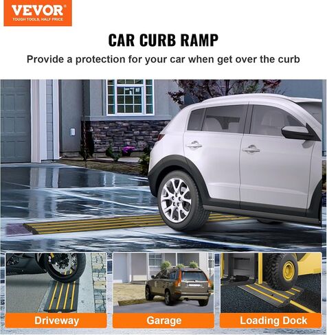 Happybuy Rubber Driveway Curb Ramps 1 Pack, 33069lbs Capacity Heavy Duty Car Ramp, 2.6 Inch High Cable Cover Curbside Bridge Ramp for Loading Dock Garage Sidewalk in Saudi Arabia