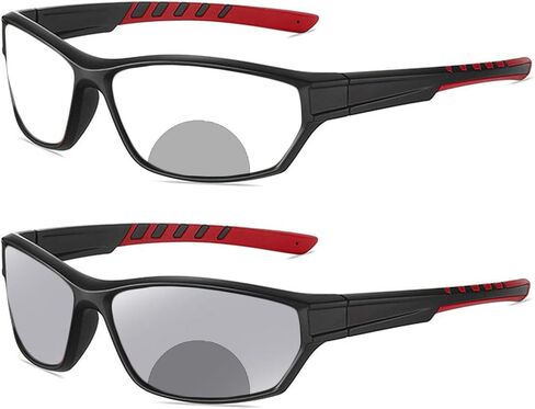 Sports Transition Photochromic Bifocal Reading Glasses for Men Wrap Around Safety Glasses with Readers sunglasses F25 in Saudi Arabia