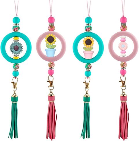 KFZDCG 16 قطعة حلقات خرز سيليكون مستديرة، 65 مم حلقات خرز سيليكون حلقة كبيرة من الخرز البؤري مع فتحتين لصنع المجوهرات DIY سلسلة مفاتيح معلقة الحلي in Kuwait