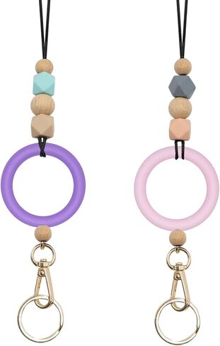 KFZDCG 16 قطعة حلقات خرز سيليكون مستديرة، 65 مم حلقات خرز سيليكون حلقة كبيرة من الخرز البؤري مع فتحتين لصنع المجوهرات DIY سلسلة مفاتيح معلقة الحلي in Kuwait