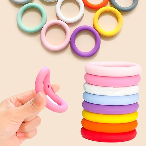 KFZDCG 16 قطعة حلقات خرز سيليكون مستديرة، 65 مم حلقات خرز سيليكون حلقة كبيرة من الخرز البؤري مع فتحتين لصنع المجوهرات DIY سلسلة مفاتيح معلقة الحلي in Kuwait