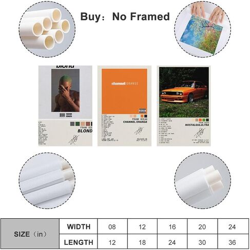 YJLYQF Posters 3 PackMusic Album Cover Poster Frank Ocean Poster Blonde Nostalgia, Ultra Channel Orange Canvas Room Aesthetic Holiday Gifts Bedroom Decor Wall Art Home 08x12inch(20x30cm)-3pcs Style in Saudi Arabia