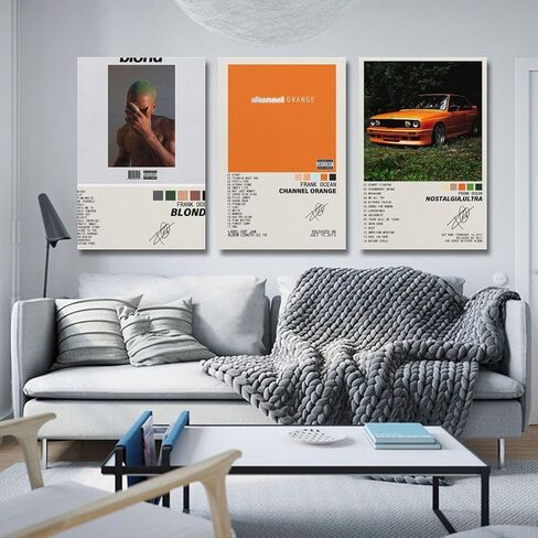 YJLYQF Posters 3 PackMusic Album Cover Poster Frank Ocean Poster Blonde Nostalgia, Ultra Channel Orange Canvas Room Aesthetic Holiday Gifts Bedroom Decor Wall Art Home 08x12inch(20x30cm)-3pcs Style in Saudi Arabia