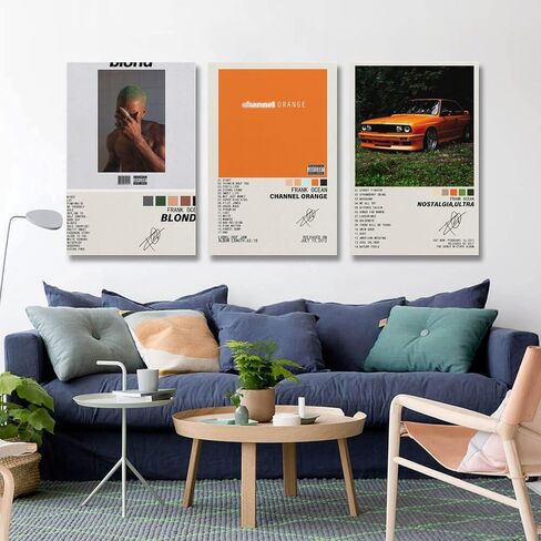 YJLYQF Posters 3 PackMusic Album Cover Poster Frank Ocean Poster Blonde Nostalgia, Ultra Channel Orange Canvas Room Aesthetic Holiday Gifts Bedroom Decor Wall Art Home 08x12inch(20x30cm)-3pcs Style in Saudi Arabia