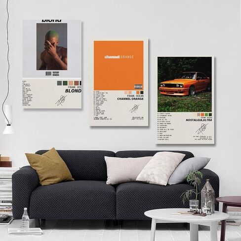YJLYQF Posters 3 PackMusic Album Cover Poster Frank Ocean Poster Blonde Nostalgia, Ultra Channel Orange Canvas Room Aesthetic Holiday Gifts Bedroom Decor Wall Art Home 08x12inch(20x30cm)-3pcs Style in Saudi Arabia