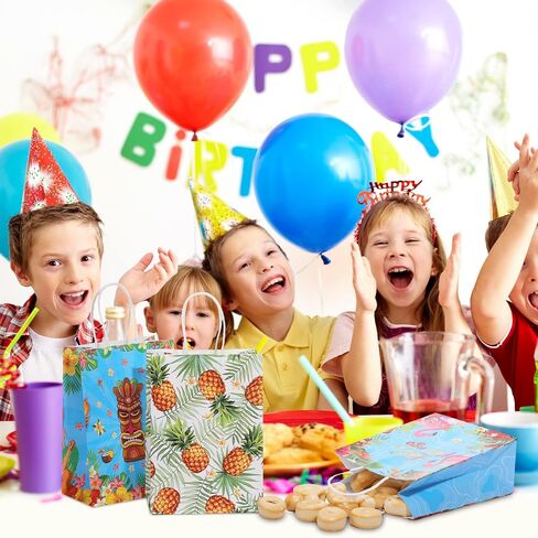 30 Pcs Summer Beach Goodie Bags Summer Gift Bags Beach Treat Paper Bags Summer Pool Beach Snacks Candy Bags with Handle for Hawaii Theme Kids Adults Birthday Baby Shower Favors, 8.3 x 5.9 x 3.1 Inch in Saudi Arabia