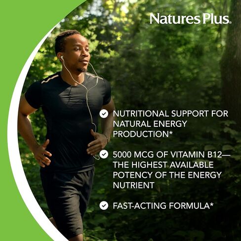 Natures Plus Shot-O-B12 (Cyanocobalamin) - 5000 mcg, 30 Softgels - High Potency, Fast Acting B12 Supplement - Memory & Energy Booster - Gluten-Free - 30 Servings in Saudi Arabia