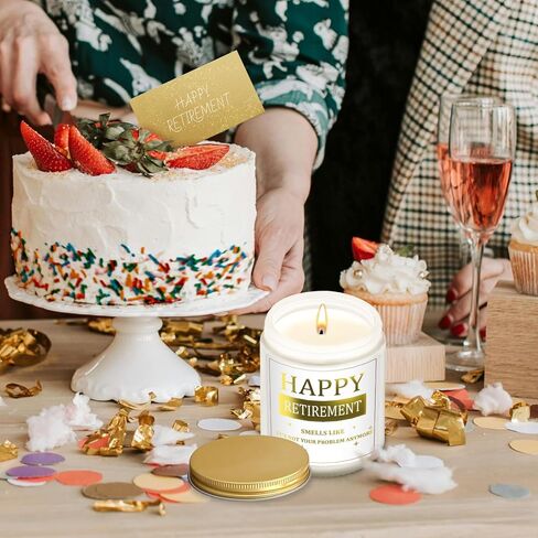 هدايا شمعة التقاعد السعيدة، هدايا التقاعد للنساء والرجال، هدايا التقاعد المضحكة لزملاء العمل والأصدقاء والمعلم والرئيس والممرضة والطبيب، شمعة معطرة باللافندر مصنوعة يدويًا بوزن 7 أونصة in Kuwait
