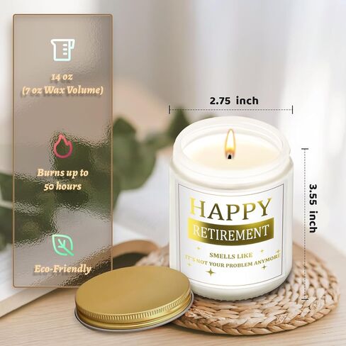 هدايا شمعة التقاعد السعيدة، هدايا التقاعد للنساء والرجال، هدايا التقاعد المضحكة لزملاء العمل والأصدقاء والمعلم والرئيس والممرضة والطبيب، شمعة معطرة باللافندر مصنوعة يدويًا بوزن 7 أونصة in Kuwait