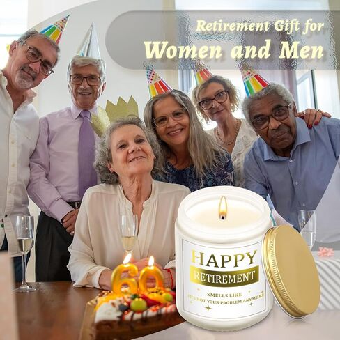 هدايا شمعة التقاعد السعيدة، هدايا التقاعد للنساء والرجال، هدايا التقاعد المضحكة لزملاء العمل والأصدقاء والمعلم والرئيس والممرضة والطبيب، شمعة معطرة باللافندر مصنوعة يدويًا بوزن 7 أونصة in Kuwait
