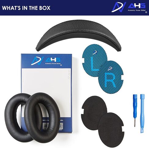 AHG Replacement QC15 Ear Pads & QC15 Headband Pad Compatible with Bose QuietComfort 15 (QC15) & QuietComfort 2 (QC2) Headphones - Soft, Great Comfort + Durability, Protein Leather (Black) in Kuwait