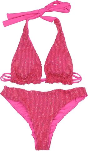 ملابس سباحة نسائية مثيرة متلألئة من LEOMOSTE بدلة سباحة لامعة بالترتر بكيني مثير رافعة للأعلى ملابس بحر in Kuwait