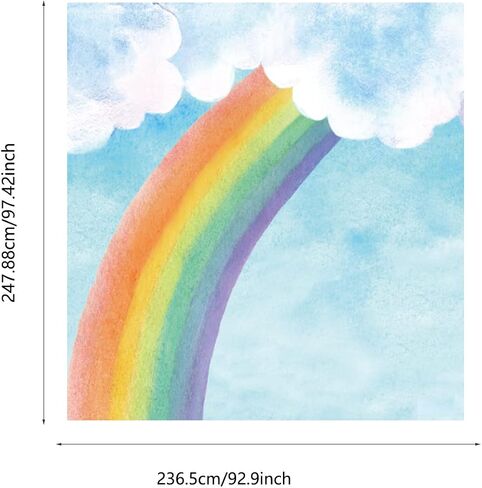 Colorful Vigor Rainbow Wall Sticker Peel and Stick, Leather Effect Textured Vinyl Rainbow Wall Art Decor, Pastel Rainbow Wall Mural Sticker for Girls Bedroom Kids Room Playroom Nursery Room in Saudi Arabia