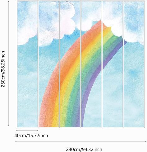 Colorful Vigor Rainbow Wall Sticker Peel and Stick, Leather Effect Textured Vinyl Rainbow Wall Art Decor, Pastel Rainbow Wall Mural Sticker for Girls Bedroom Kids Room Playroom Nursery Room in Saudi Arabia